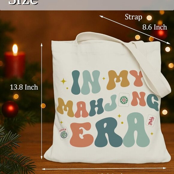 Mahjong Tote Bag Canvas Spacious Stylish Gift for Women Girls - Picture 6 of 7